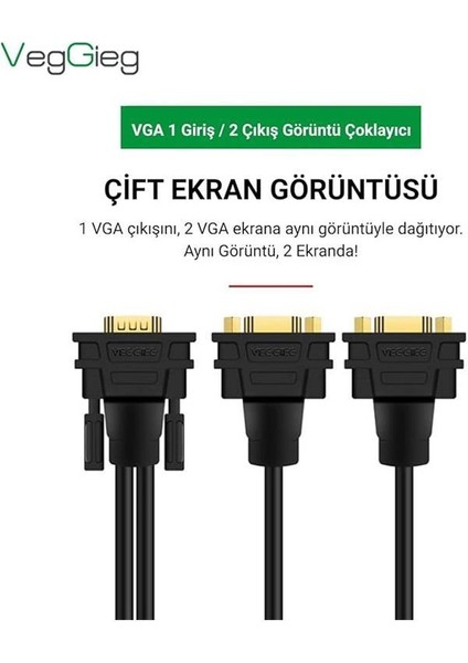 V401 VGA To 2 VGA Çoklayıcı Splitter Y Kablo fiyatları