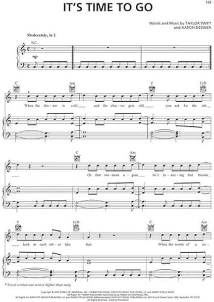 Taylor Swift - Evermore Piano/vocal/guitar Songbook