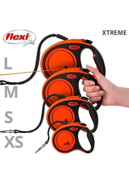 Flexi Geri Çekilebilir Kurşun Xtreme Bant Tasması Turuncu - S