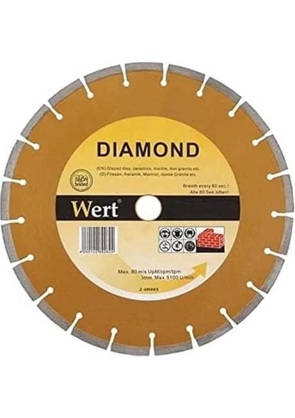 W 2711/125 Granit Mermer Elmas Tesetere, Turuncu/gri (125MM)