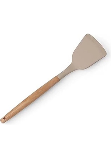 Bambu Saplı Silikon Geniş Spatula, Bambu Uzun Silikon Geniş Spatula 27CM 3 Renk Seçenekli