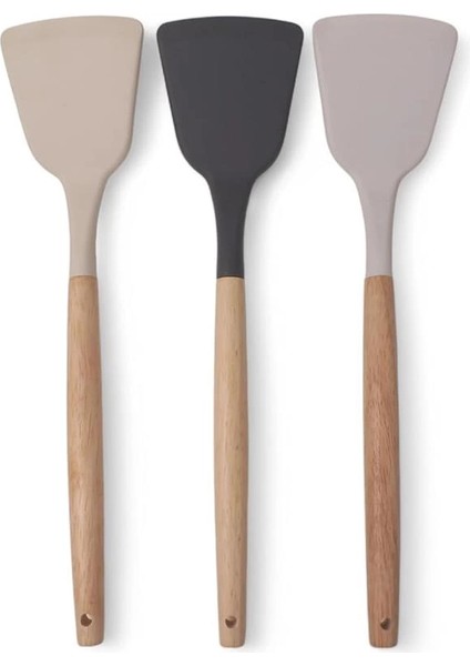 Bambu Saplı Silikon Geniş Spatula, Bambu Uzun Silikon Geniş Spatula 27CM 3 Renk Seçenekli fiyatları