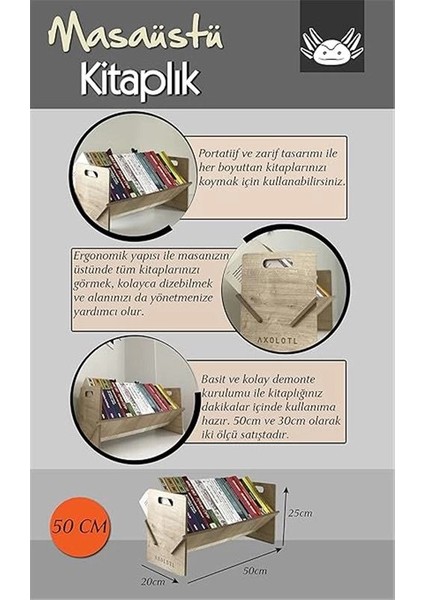 Masaüstü Kitaplık Mini Raf Masaüstü Kitap Düzenleyici (50CM)