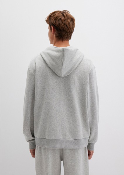 MVJNS Logo Baskılı Fermuarlı Kapüşonlu Gri Sweatshirt 0S10193-80196
