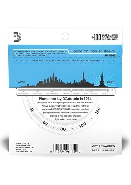 D'addario EPBB170-5 Akustik Bas Gitar Tel Seti, Long Scale, 45-130, Ph fiyatları