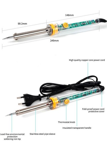 60W Kalem Havya Ayarlanabilir Lehim Makinesi Antistatik Klipsli indirimleri