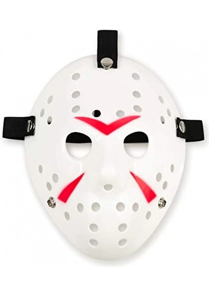 Beyaz Renk Kırmızı Çizgili Tam Yüz Hokey Jason Maskesi Hannibal Maskesi fiyatları