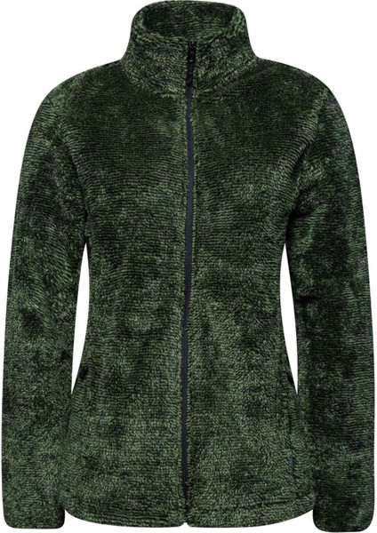 Sofia Kadın Tam Fermuarlı Çizgili Polar Yeşil