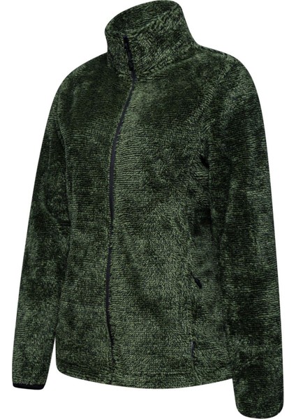 Sofia Kadın Tam Fermuarlı Çizgili Polar Yeşil