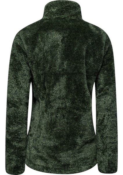 Sofia Kadın Tam Fermuarlı Çizgili Polar Yeşil