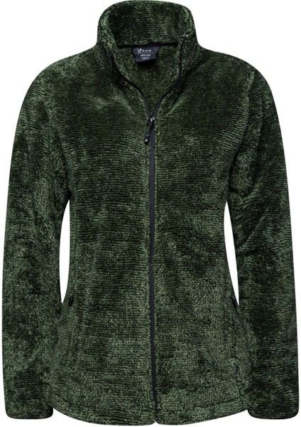 Sofia Kadın Tam Fermuarlı Çizgili Polar Yeşil