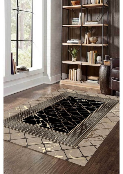 Yıkanabilir, Kaymaz, Dekoratif, Salon ve Mutfak Için Şık Halı, Siyah Renkli Yolluk fiyatları