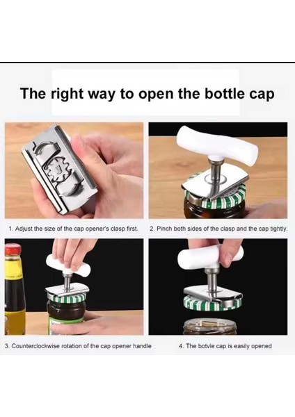 Kavanoz Kapağı Açacağı Ölçülü Ayarlanabilir Kavanoz Açma Aparatı