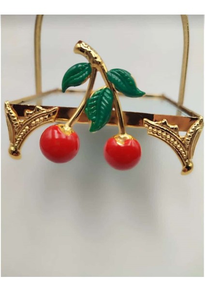 Kiraz Desenli Gold Kaplama Aynalı Mini Sunum Tepsisi 2 Adet fiyatları