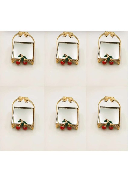 Kiraz Desenli Gold Kaplama Aynalı Mini Sunum Tepsisi 2 Adet modelleri