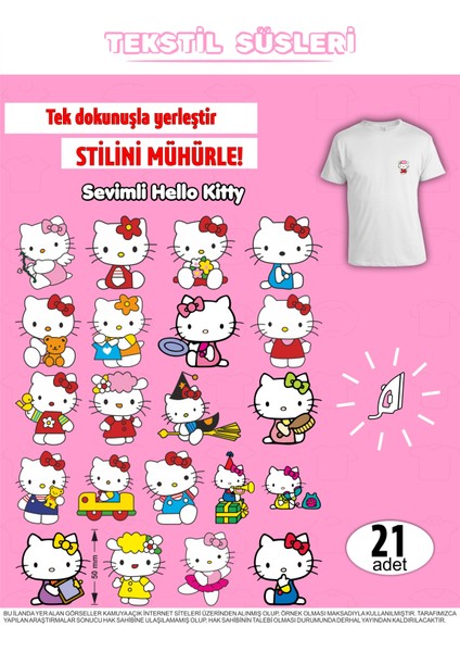 Ütü ile Yapışan Kıyafet Etiketi Hello Kitty 21LI Set indirimleri
