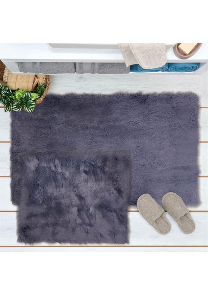 Renkli Soft Venüs Post 2'li Klozet Takımı, Antrasit, 60X100 cm + 50X60 cm