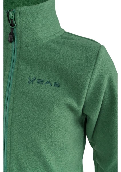 Crystal Çocuk Tam Fermuarlı Ince Polar Sweatshirt Yeşil