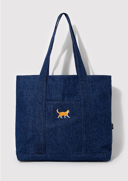 Kedi Nakışlı Denim Omuz Çantası 1913283-10241
