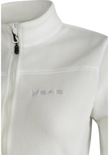 Cara Kadın Tam Fermuarlı Ince Polar Sweatshirt Beyaz