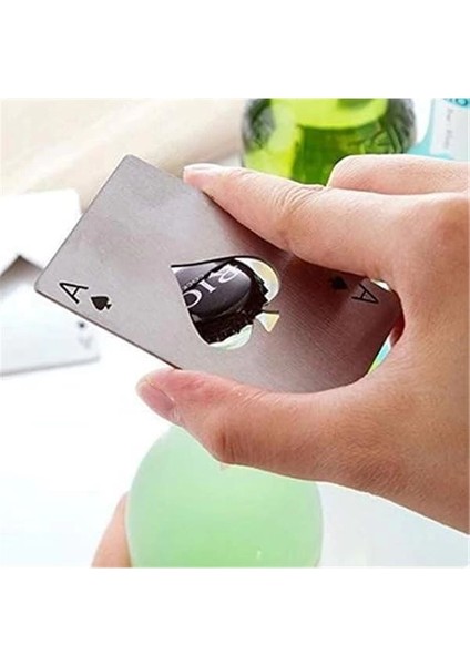 Poker Kart Maçı As'ı Paslanmaz Çelik Şişe Açacağı Gümüş