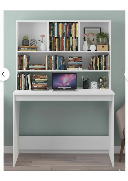 Modern Tasarımlı Raflı Mdf Çalışma Masası - 80X166X55 cm