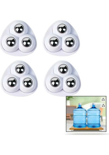 Bilyeli Eşya Kaydırma Aparatı 4 Lü Döner Tekerlekli Eşya Taşıma Aparatı Paslanmaz Çelik