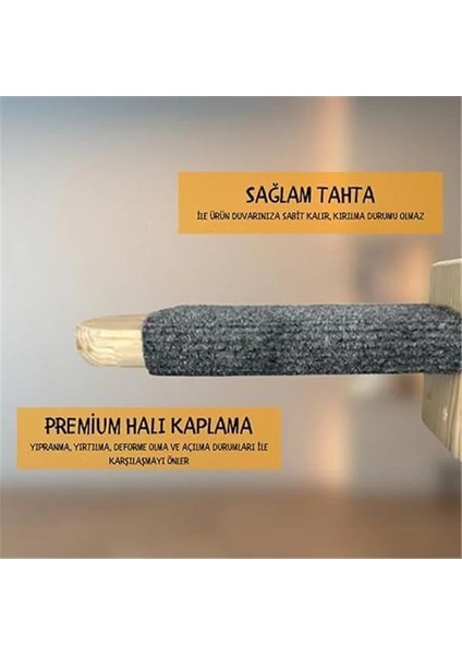 Beylini Kedi Tırmanma Merdiveni, Duvara Monte 2 Li Paket, Tırnaklar ve Ayaklar Için Rahatlatıcı