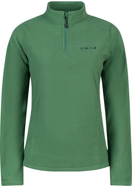 Camila Kadın Yarım Fermuarlı Ince Polar Sweatshirt Yeşil