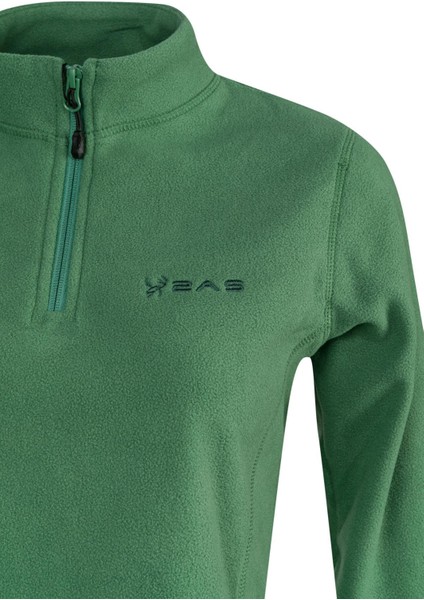Camila Kadın Yarım Fermuarlı Ince Polar Sweatshirt Yeşil