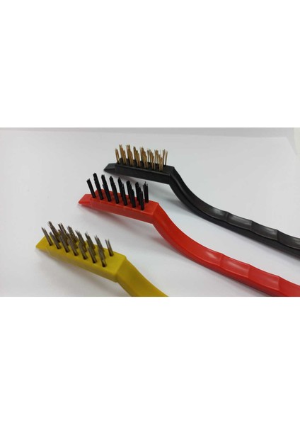 3'lü Tel Fırça Seti Pirinç-Naylon-Çelik Fırça