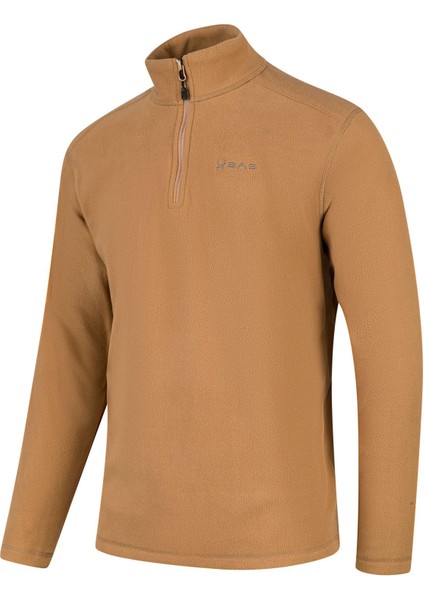 Cedric Erkek Yarım Fermuarlı Ince Polar Sweatshirt Camel