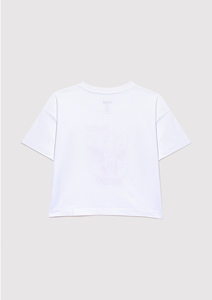 Mvjns Baskılı Crop Beyaz Tişört 7610275-620