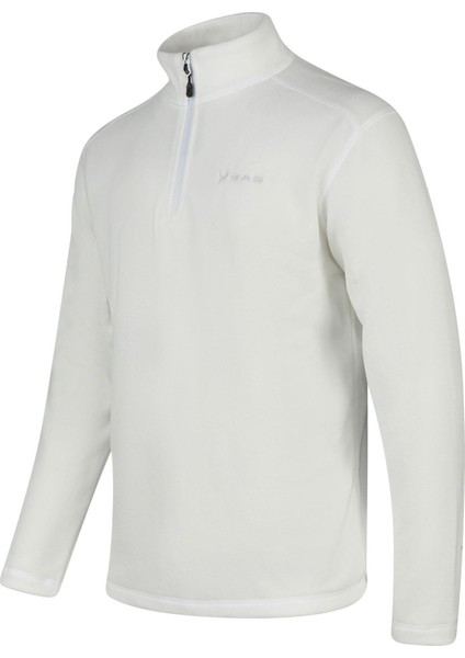 Cedric Erkek Yarım Fermuarlı İnce Polar Sweatshirt Beyaz