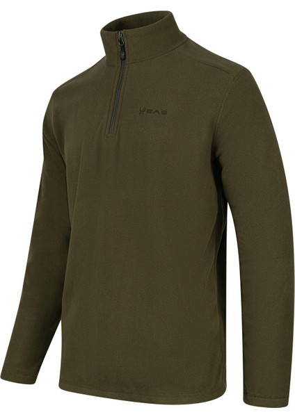 Cedric Erkek Yarım Fermuarlı İnce Polar Sweatshirt Haki