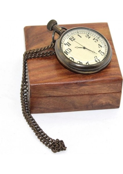 Ahşap Kutulu Pirinç Köstekli Saat 16155