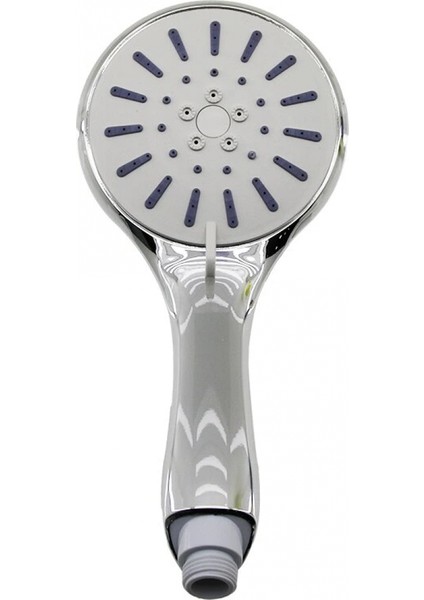 Büyük Krom Gövde - Beyaz Zemin-Gri Iğneler Kademeli Duş Başlık Poşetli Ambalaj (4887)