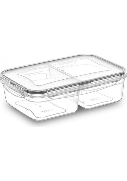 2 Bölmeli Sızdırmaz Contalı Kilitli Kapaklı 1 Litre Erzak Saklama Kabı -LC505 (4887)