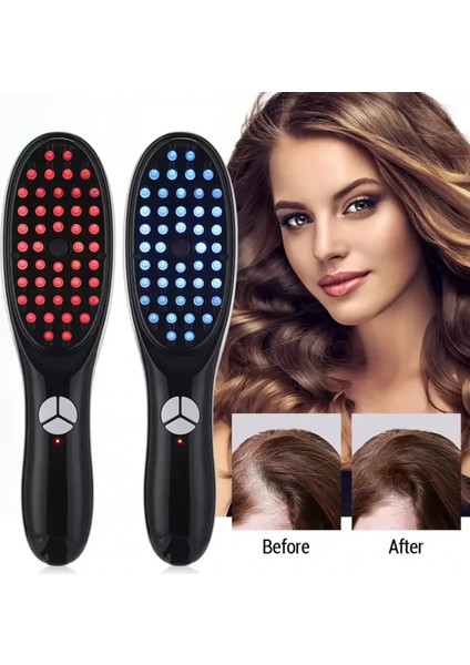 ​​buharlı Titreşimli ve Kırmızı Mavi Işık Terapili Kafa ve Saç Bakım Tarağı (4887)