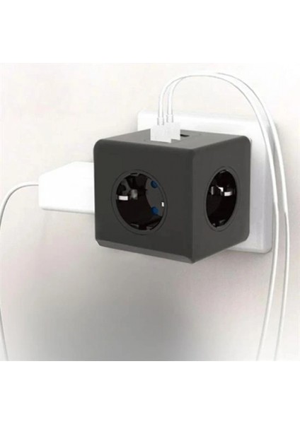 Isıya Dayanıklı Termal Akım Korumalı ve Çocuk Korumalı 3 Priz Girişli 3 USB Girişli Küp Priz (4887)