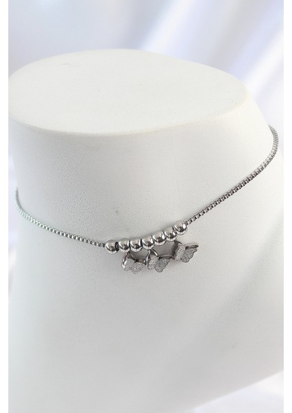 316L Çelik Gold Renk Minimal Kalp Model Renkli Zirkon Taşlı Halhal - TJ-HH1630