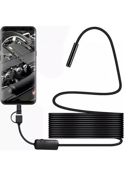 Vtn-02 Endoskop Yılan Video Kamera Led’li 2 Metre 7 mm Sert Kablo Su Geçirmez