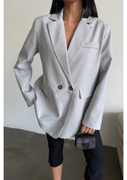 Arkası Yırtmaç Detaylı Ceket - Gri modelleri