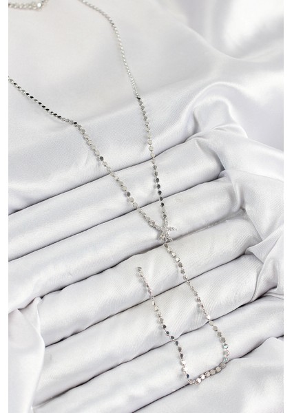 Pirinç Zirkon Taşlı Ezme Zincirli Deniz Yıldızı Model Gümüş Renk Y Kolye - TJ-BKO10466 fiyatları