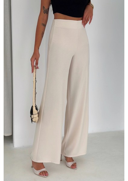 Yandan Fermuarlı Yüksek Bel Krep Pantolon fiyatları