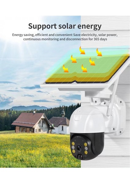 Wifi Uygulamalı Gece Görüşlü Solar Güneş Enerjili Kamera Akıllı Dış Mekan Güvenlik Kamerası