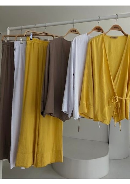 Kruvaze Model Klasik Pantolonlu Çupra Keten Takım 10191