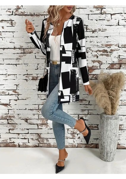 Kadın Uzun Kollu Önü Açık Desenli Modal Kısa Ceket fırsatları