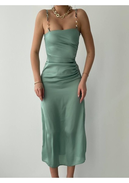 Oxpo Yırtmaç Detaylı Elbise