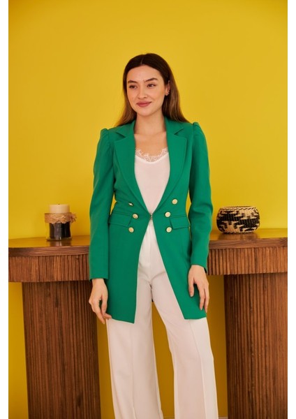 Yeşil Blazer Düğmeli Ceket indirimleri